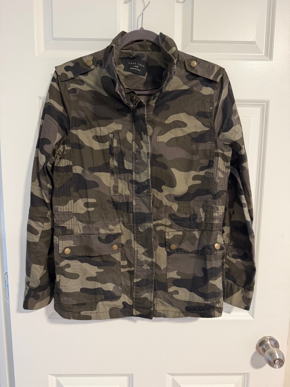 Love Tree Olive Green Camo Field Jacket